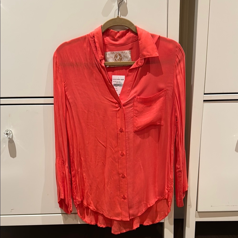 Bella Dahl Red Long Sleeve Button Down Shirt